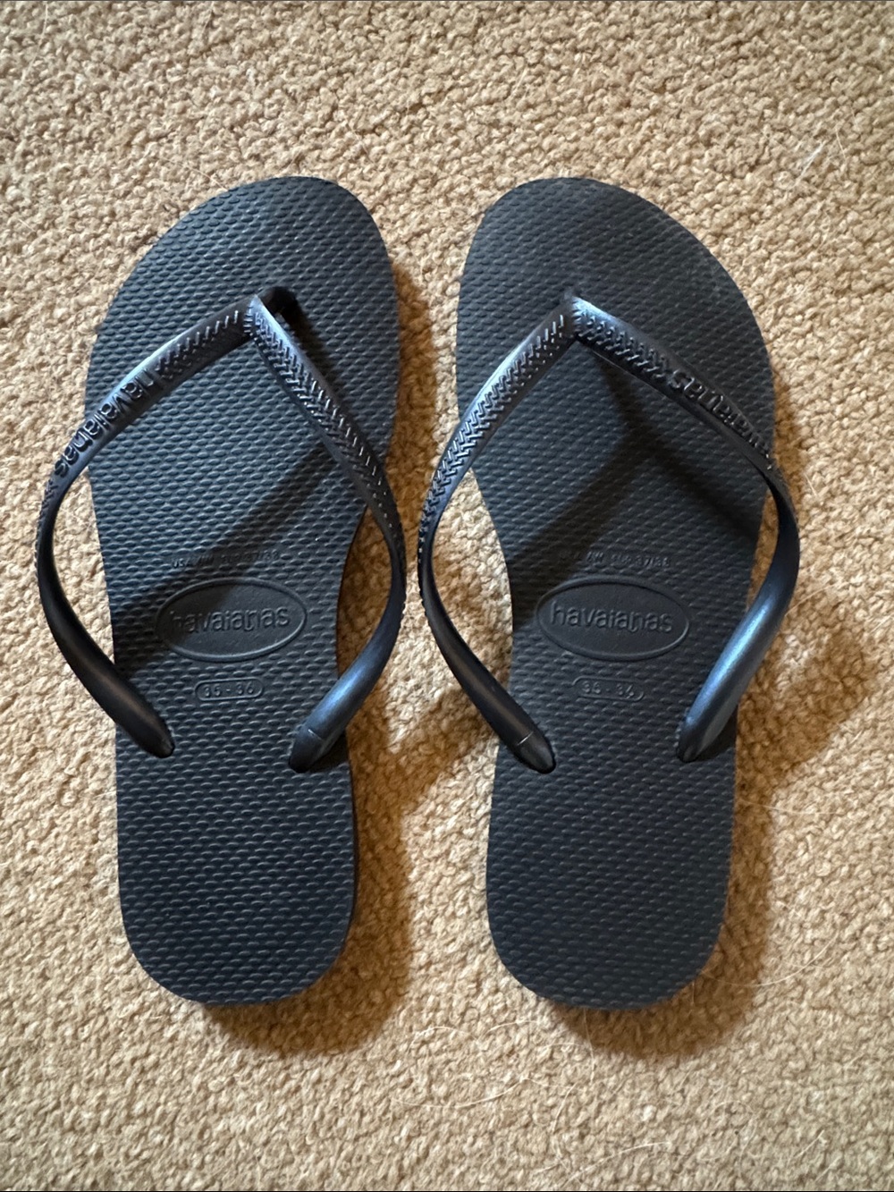 Havaianas Black Slim Strap Flip Flops